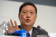 He Yatei, durante uma coletiva de imprensa em Copenhague -- foto de www.iisd.ca