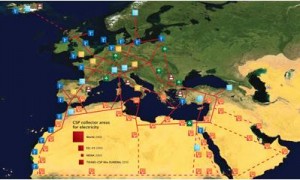 Linhas de transmissão de energia entre Europa e o norte da África -- foto de www.desertec.org
