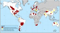 Depósitos globais de gás de xisto. Imagem da US Energy Information Administration
